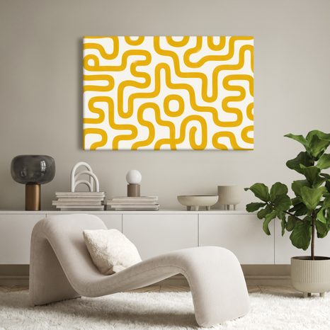 QUADRO SU TELA – MOTIVO GEOMETRICO GIALLO RÉTRO - QUADRI VINTAGE E RETRÒ - STAMPE E QUADRI