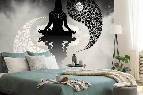 SAMOLEPÍCÍ TAPETA ČERNOBÍLÁ JIN A JANG JÓGA - SAMOLEPÍCÍ TAPETY - TAPETY