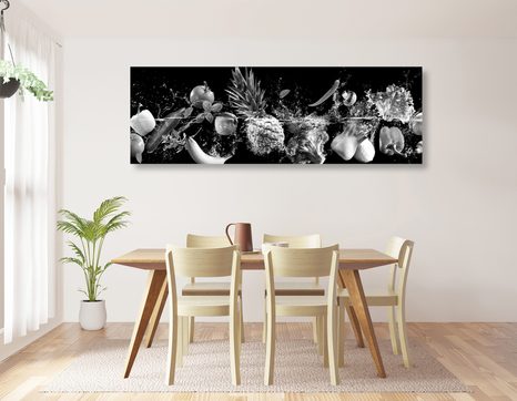 OBRAZ ORGANICKÉ OVOCE A ZELENINA V ČERNOBÍLÉM PROVEDENÍ - ČERNOBÍLÉ OBRAZY - OBRAZY