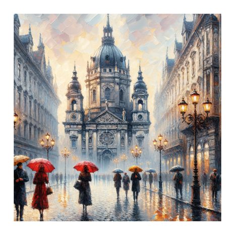 OBRAZ KATEDRÁLA V DEŠTI - OBRAZY MĚSTA - OBRAZY