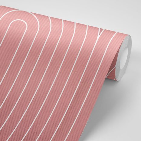 SAMOLEPÍCÍ TAPETA STARORŮŽOVÝ VZOR DUHY MID-CENTURY - SAMOLEPÍCÍ TAPETY - TAPETY