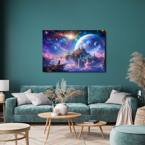OBRAZ FANTASTICKÉ MESTO MEDZI PLANÉTAMI - OBRAZY GALAXIA - OBRAZY