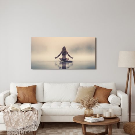 QUADRO SU TELA – MEDITAZIONE AL CENTRO DEL LAGO - QUADRI DI DONNE - STAMPE E QUADRI