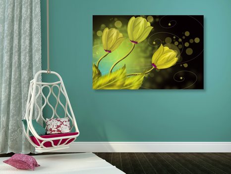 WANDBILD BLUMEN AUS GOLD - ABSTRAKTE BILDER - BILDER