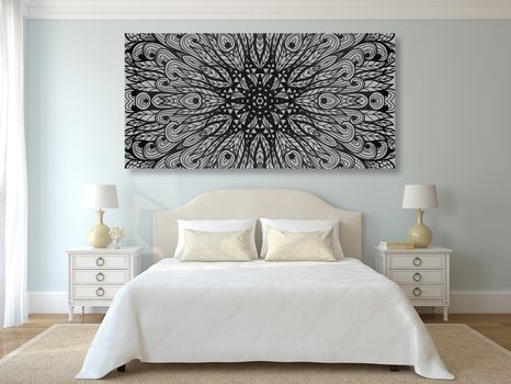 OBRAZ JEDINEČNÝ ETNICKÝ ORNAMENT V ČERNOBÍLÉM PROVEDENÍ - ČERNOBÍLÉ OBRAZY - OBRAZY