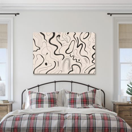 TABLEAU SUR TOILE – FLUX ABSTRAIT DE LIGNES NOIRES - IMAGES FORMES ABSTRAITES - TABLEAUX