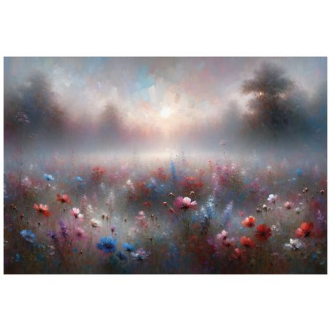 TAPETE ZARTE BLUMEN IM NEBELSCHLEIER - TAPETEN MIT BLUMENMOTIVEN - TAPETEN