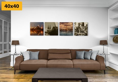 SET OBRAZOV PRIEMYSELNÉ MESTO S ABSTRAKCIOU - ZOSTAVY OBRAZOV - OBRAZY