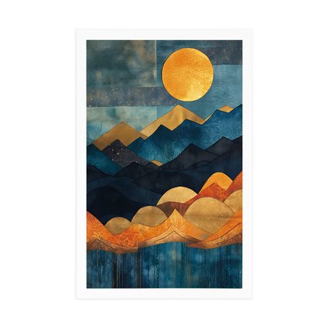 PLAKAT ABSTRAKTNA MODRO ZLATA NARAVA - GORE - PLAKATI