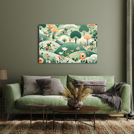 WANDBILD RADAUSFLUG DURCH DIE LANDSCHAFT - WANDBILDER FELDER UND WIESEN - BILDER