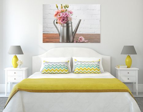 QUADRO SU TELA – BOUQUET DI FIORI IN ANNAFFIATOIO - QUADRI DI NATURE MORTE - STAMPE E QUADRI