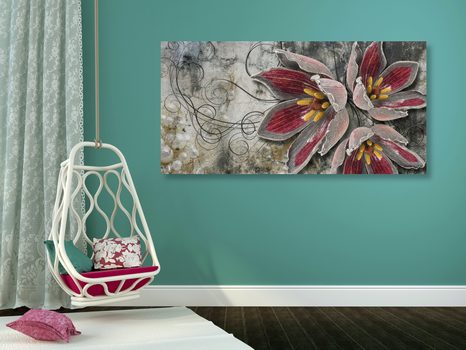 WANDBILD BLUMEN MIT PERLEN - BILDER BLUMEN - BILDER