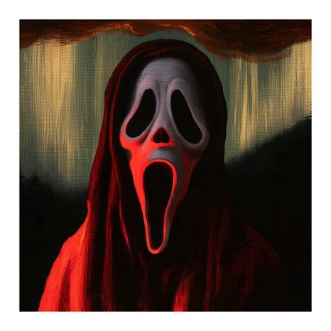 WANDBILD HORRORFIGUR UNTER ROTEM HIMMEL - HALLOWEEN- UND HORROR-BILDER - BILDER