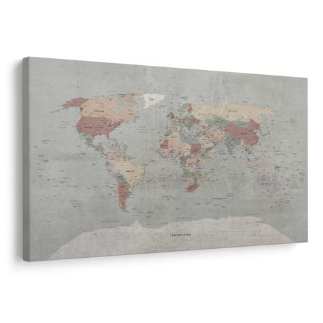 OBRAZ NA KORKU BÉŽOVO HNĚDÁ VINTAGE MAPA SVĚTA - PICTURES ON CORK - PICTURES