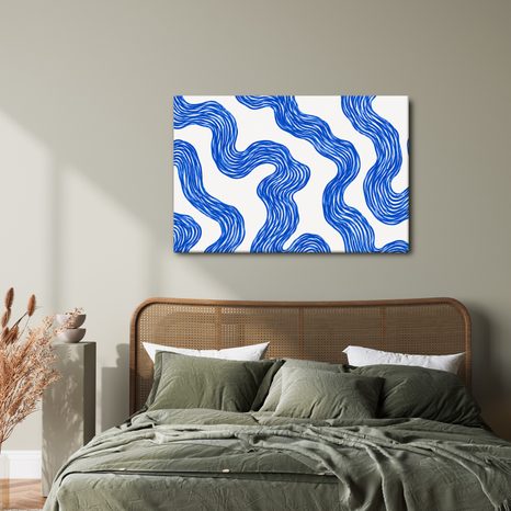 TABLEAU SUR TOILE – COURBES FLUIDES BLEUES ABSTRAITES - IMAGES FORMES ABSTRAITES - TABLEAUX
