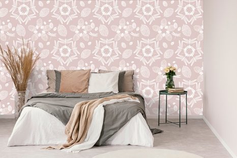 TAPETA RŮŽOVÉ VÁŽKY V KRUHU MANDALY - VZOROVANÉ TAPETY - TAPETY