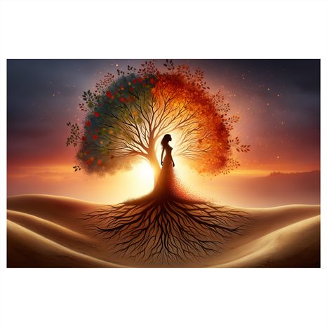 OBRAZ SILUETA ŽENY A STROM ŽIVOTA - OBRAZY STROMY ŽIVOTA - OBRAZY