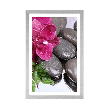 AFFICHE – ORCHIDÉE FLEURIE ET PIERRES DE BIEN-ÊTRE - FENG SHUI - AFFICHES