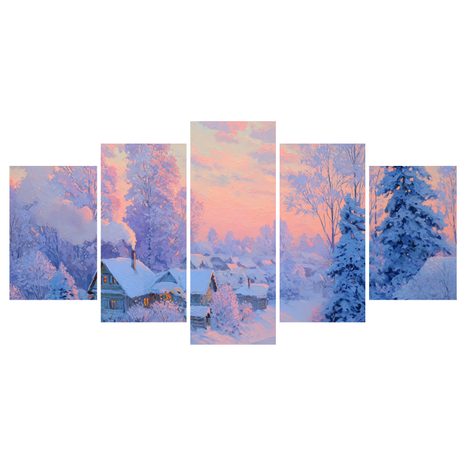 5-DÍLNÝ OBRAZ ZIMNÍ POHÁDKA V HORÁCH - VÁNOČNÍ A ZIMNÍ OBRAZY - PICTURES