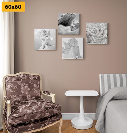 SET OBRAZŮ HARMONIE ANDĚLŮ V ČERNOBÍLÉM PROVEDENÍ - SESTAVY OBRAZŮ - OBRAZY