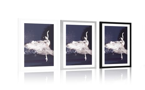 PLAKÁT S PASPARTOU VÁŠNIVÝ TANEC BALETKY - MOTIVY Z NAŠÍ DÍLNY - PLAKÁTY