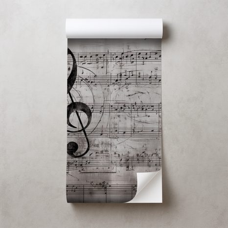SELBSTKLEBENDE FOTOTAPETE MUSIKNOTEN AUF VINTAGE-HINTERGRUND - MUSIK FOTOTAPETEN - TAPETEN