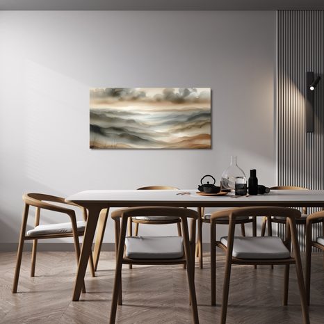 WANDBILD GEDÄMPFTE HÜGEL IM NEBEL - BILDER VON NATUR UND LANDSCHAFT - BILDER