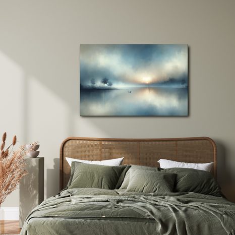 WANDBILD EINSAMES BOOT IM NEBEL - BILDER SEEN - BILDER