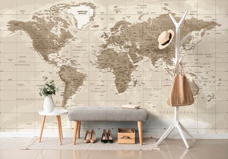 TAPETA NÁDHERNÁ VINTAGE MAPA SVETA - TAPETY MAPY - TAPETY