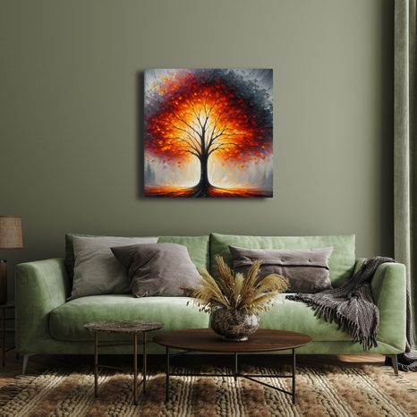 OBRAZ OHNIVÝ STROM ŽIVOTA V MLZE - OBRAZY STROMY ŽIVOTA - OBRAZY
