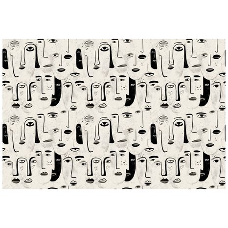 SAMOLEPÍCÍ TAPETA ABSTRAKTNÍ ČERNOBÍLÉ TVÁŘE - TAPETY LIDÉ A CELEBRITY - TAPETY