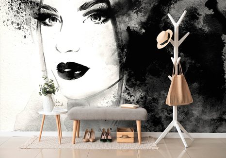 ΑΥΤΟΚΌΛΛΗΤΗ ΤΑΠΕΤΣΑΡΊΑ ΜΟΝΤΈΡΝΟ ΓΥΝΑΙΚΕΊΟ ΠΟΡΤΡΈΤΟ ΣΕ ΑΣΠΡΌΜΑΥΡΟ - ΑΥΤΟΚΌΛΛΗΤΕΣ ΤΑΠΕΤΣΑΡΊΕΣ - ΤΑΠΕΤΣΑΡΊΕΣ