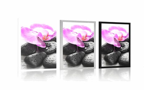 PLAKÁT KRÁSNÁ SOUHRA KAMENŮ A ORCHIDEJE - FENG SHUI - PLAKÁTY