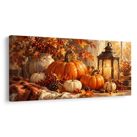 QUADRO SU TELA – COMPOSIZIONE AUTUNNALE ALLA FINESTRA - QUADRI HALLOWEEN E HORROR - STAMPE E QUADRI