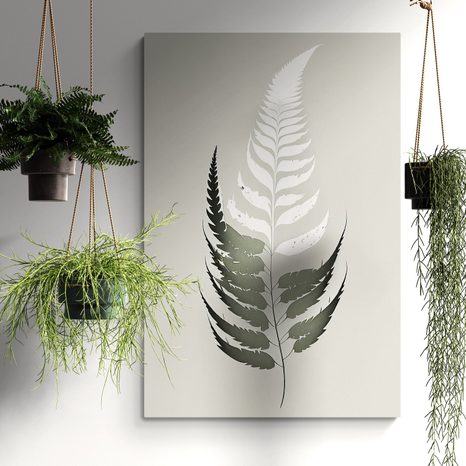 OBRAZ MINIMALISTICKÝ LÍSTEK Z KAPRADINY - OBRAZY STROMY A LISTY - OBRAZY
