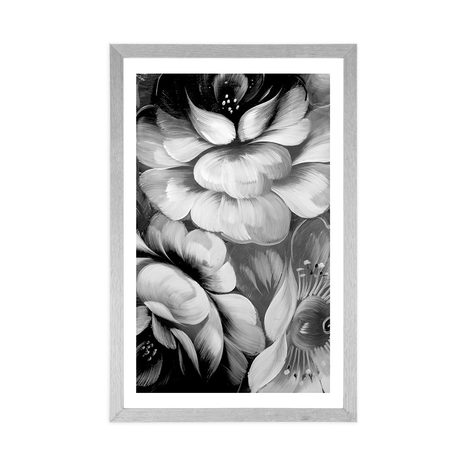 POSTER – MONDO IMPRESSIONISTA DEI FIORI IN BIANCO E NERO - NERO E BIANCO - POSTER