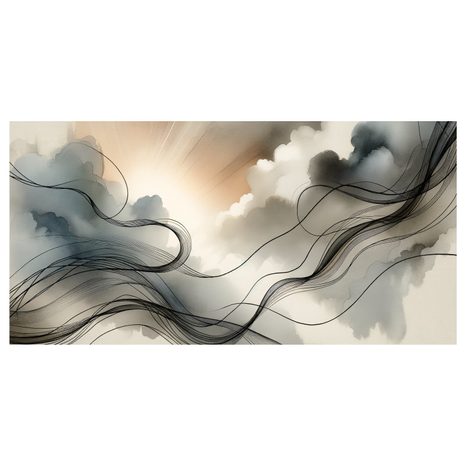 WANDBILD TANZ VON STRAHLEN UND SCHATTEN - WANDBILDER ABSTRAKTE FORMEN - BILDER