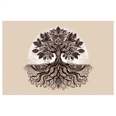 WANDBILD ELEGANTER BAUM DES LEBENS MIT WURZELN - BILDER BÄUME DES LEBENS - BILDER