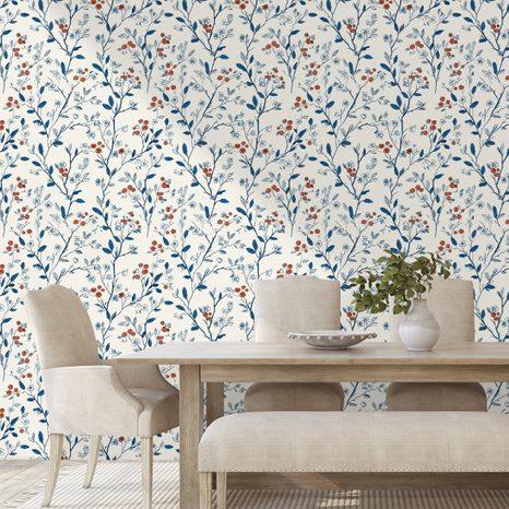 SELBSTKLEBENDE TAPETE ZARTE BLUMEN AUF WEISSEM HINTERGRUND - TAPETEN MIT BLUMENMOTIVEN - TAPETEN