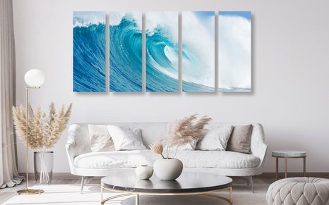 5-DÍLNÝ OBRAZ MOŘSKÁ VLNA - OBRAZY PŘÍRODY A KRAJINY - OBRAZY