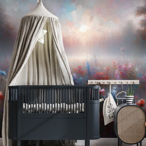 SAMOLEPÍCÍ TAPETA JEMNÉ KVĚTINY V MLŽNÉM OPARU - ΤΑΠΕΤΣΑΡΊΑ ΜΕ ΛΟΥΛΟΎΔΙΑ - ΤΑΠΕΤΣΑΡΊΕΣ