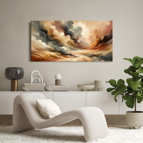 WANDBILD WIRBELNDE WOLKEN BEIM SONNENUNTERGANG - WANDBILDER ABSTRAKTE FORMEN - BILDER