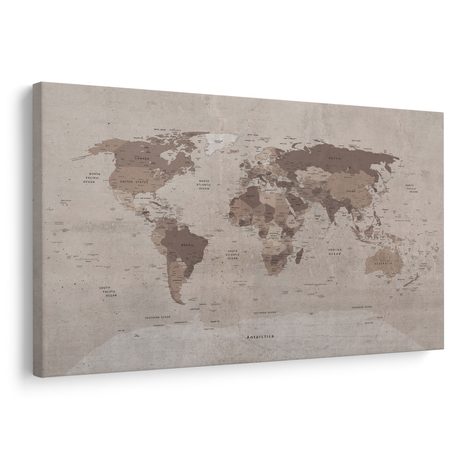 OBRAZ NA KORKU MAPA SVĚTA V ŠEDÉM PROVEDENÍ - PICTURES ON CORK - PICTURES