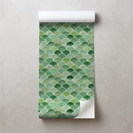 SAMOLEPÍCÍ TAPETA ZELENÉ GEOMETRICKÉ OBLOUKY - VZOROVANÉ TAPETY - TAPETY