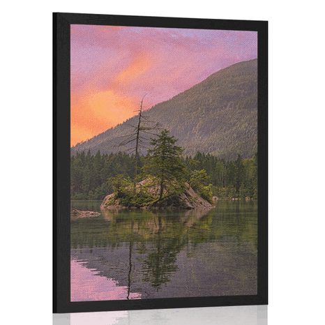 AFFICHE ENCADRÉ COUCHER DE SOLEIL SUR UN PAYSAGE DE MONTAGNE - NATURE - AFFICHES