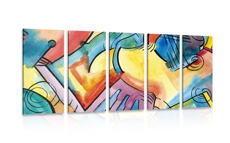 5-DÍLNÝ OBRAZ PESTROBAREVNÉ ABSTRAKTNÍ UMĚNÍ - ABSTRAKTNÍ OBRAZY - OBRAZY