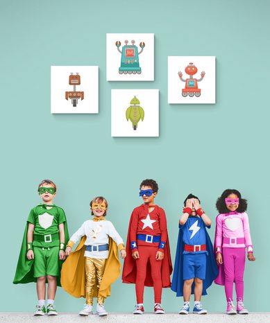 SET DI QUADRI – GRUPPO DI ROBOT - COLLEZIONI DI QUADRI - STAMPE E QUADRI