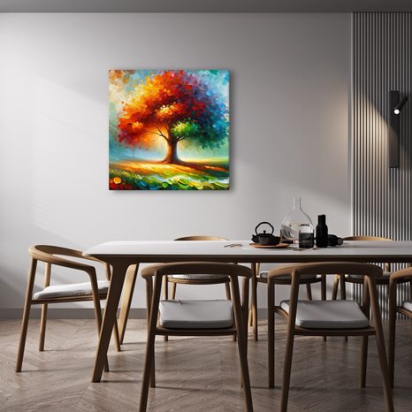 OBRAZ BAREVNÝ STROM ŽIVOTA NA LOUCE - OBRAZY STROMY ŽIVOTA - OBRAZY