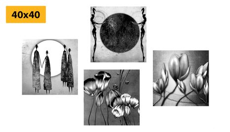 SET OBRAZOV V ČIERNOBIELOM ETNO PREVEDENÍ - ZOSTAVY OBRAZOV - OBRAZY