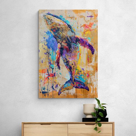 QUADRO SU TELA – BALENA CON IMITAZIONE DI PITTURA - QUADRI DI BALENE - STAMPE E QUADRI